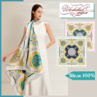 Двухсторонний Большой платок Барокко Изумрудный Бирюзовый Двухсторонний Большой платок Барокко Изумрудный Бирюзовый